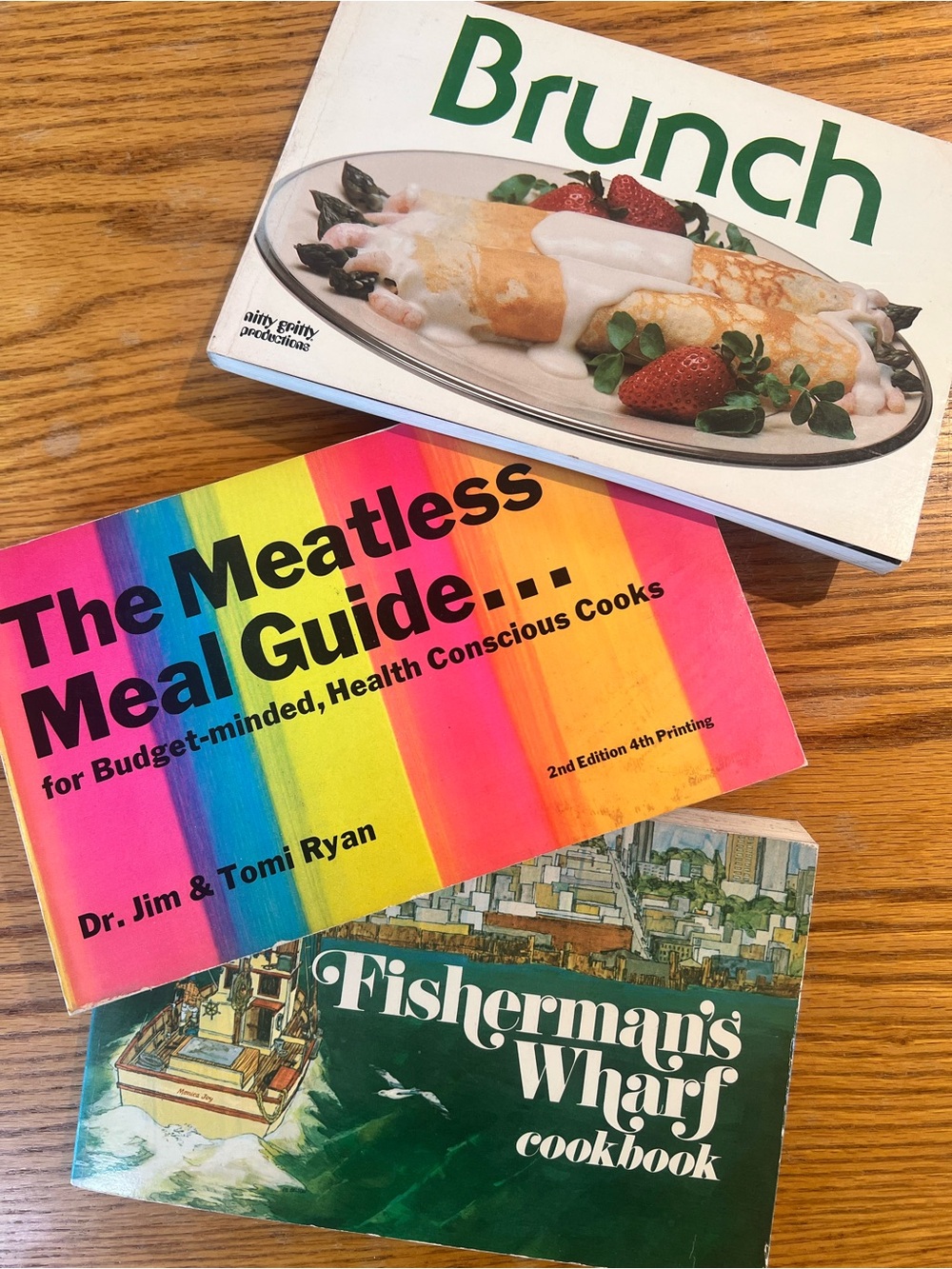 Vintage Cookbook Lot - Brunch, The Meatless Meal Guide, Fisherman's Wharf